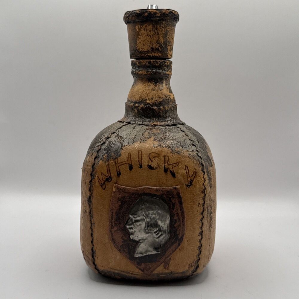 Vintage Italian Leather Wrapped Decanter Bottle